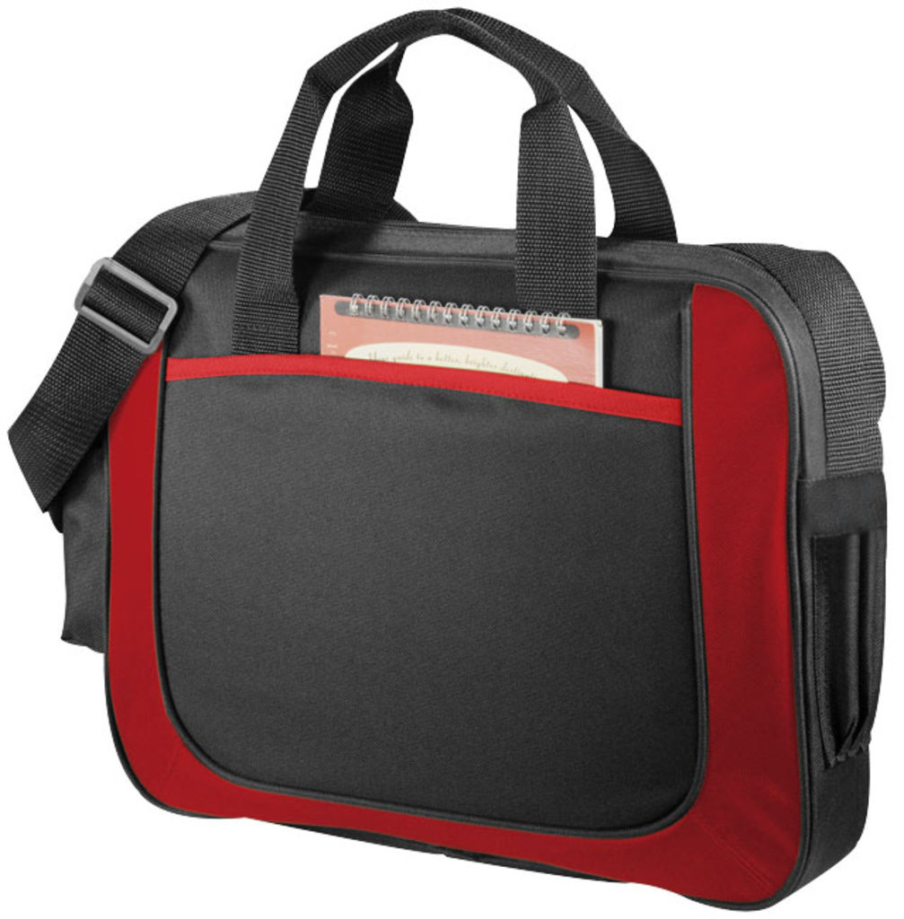 Ділова сумка Dolphin, колір суцільний чорний, червоний