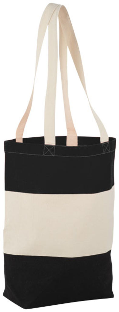 Бавовняна сумка Colour Block, колір натуральний, суцільний чорний