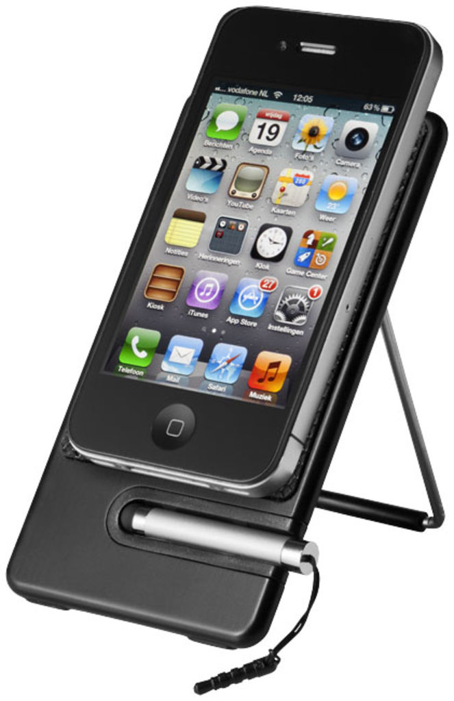 Подставка для смартфона и стилус Felix, цвет сплошной черный