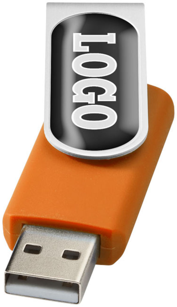 Флешка Rotate Doming  2GB, колір помаранчевий, сріблястий