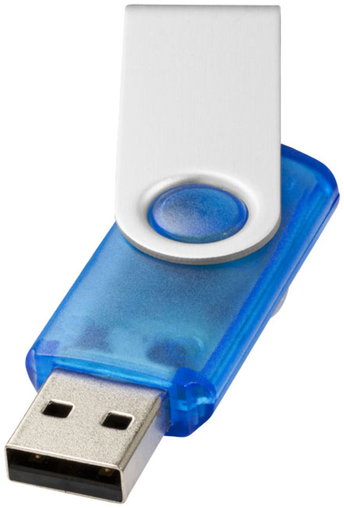 Флешка Rotate translucent  2GB, цвет синий прозрачный, серебристый