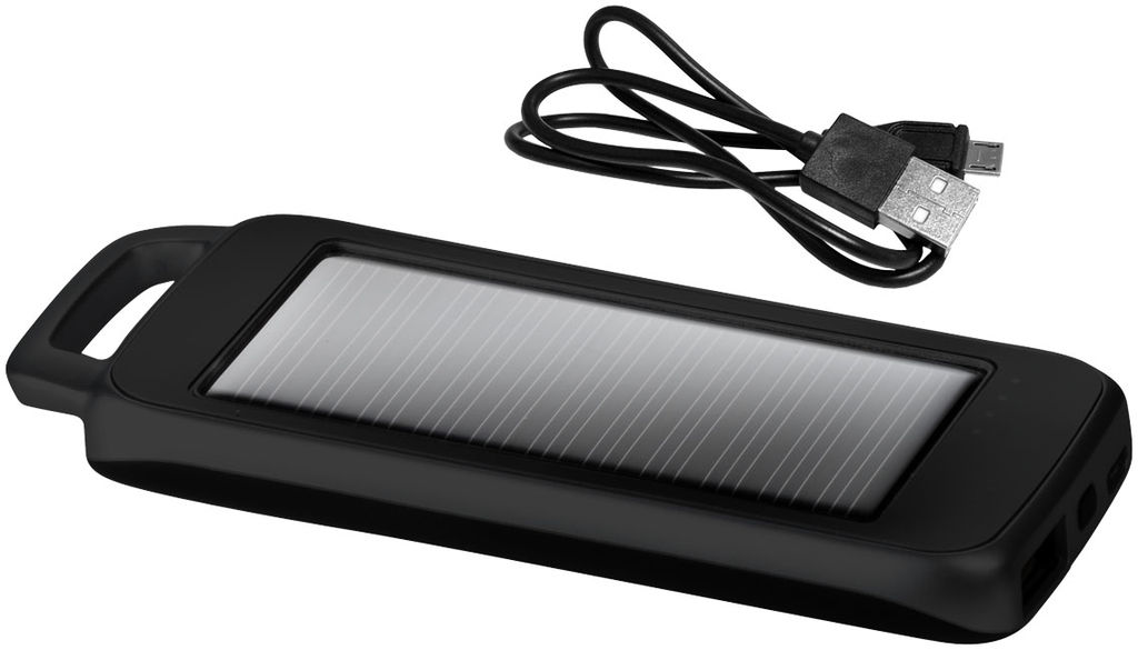 Подарунковий набір з сонячним зарядним пристроєм , колір суцільний чорний