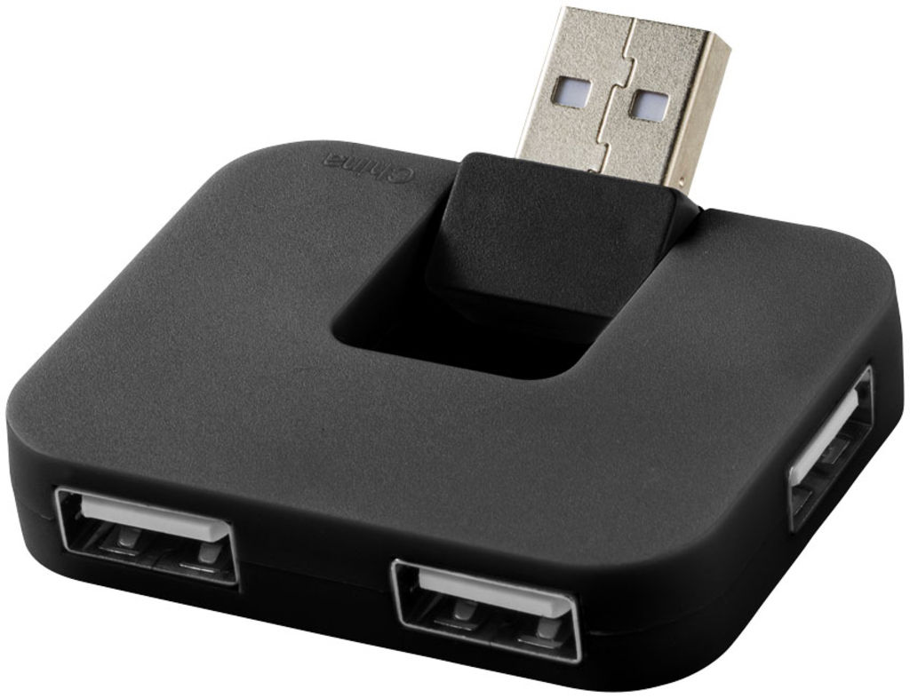 Хаб USB Gaia , колір суцільний чорний