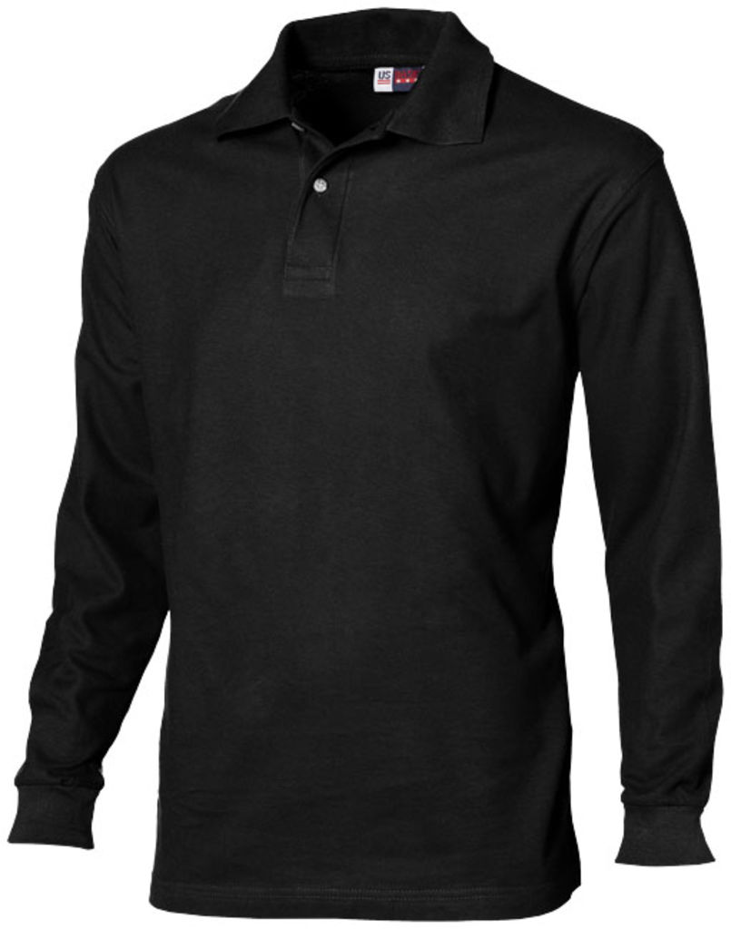 Рубашка поло с длинными рукавами Seattle, цвет сплошной черный  размер XXXL