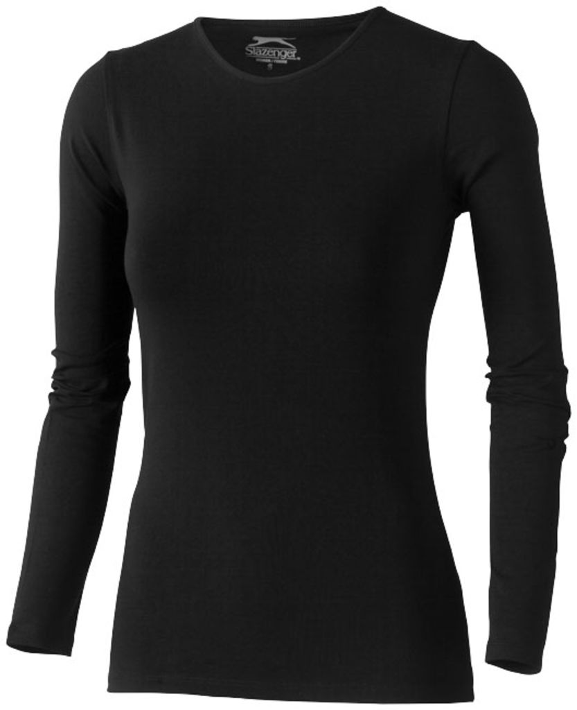 Жіноча футболка з довгими рукавами Curve, колір суцільний чорний  розмір S