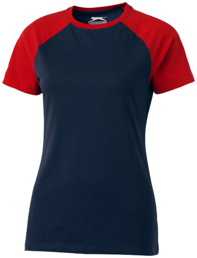 Жіноча футболка з короткими рукавами Backspin, колір темно-синій, червоний  розмір S