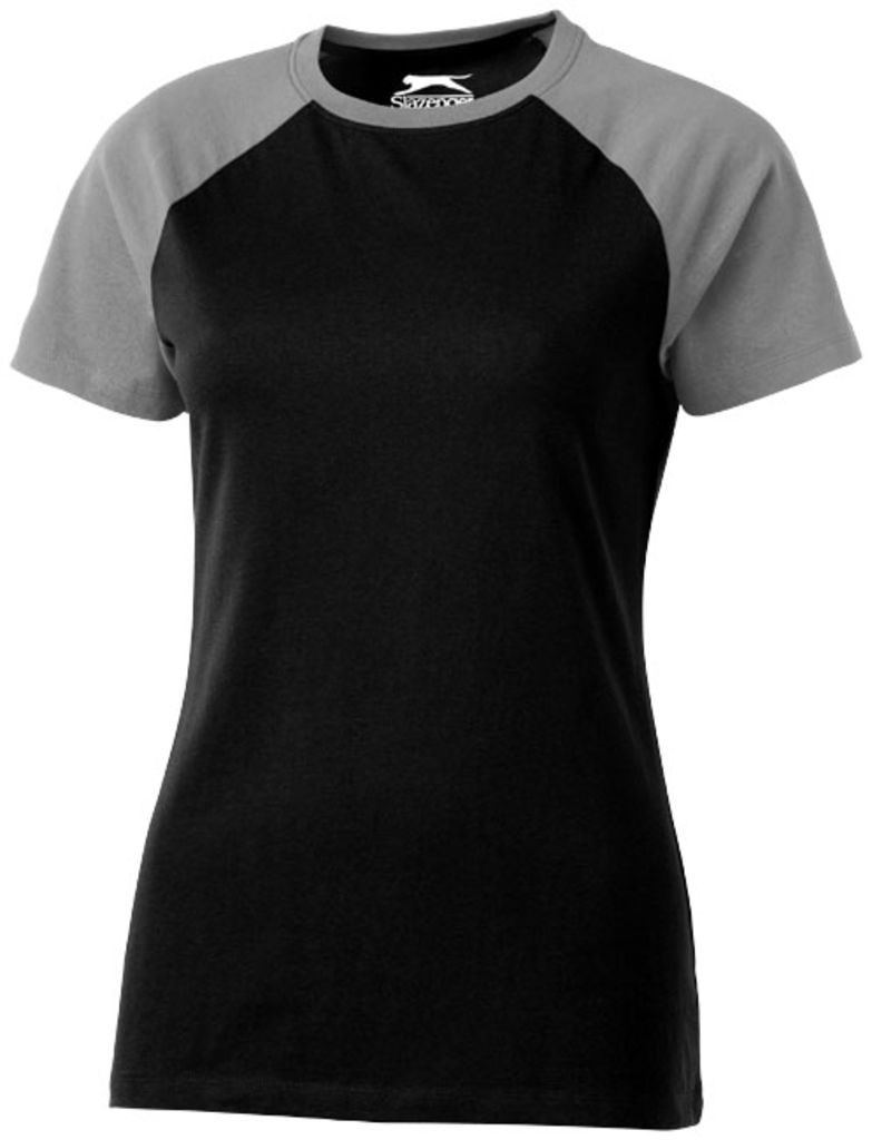 Жіноча футболка з короткими рукавами Backspin, колір суцільний чорний, сірий  розмір S