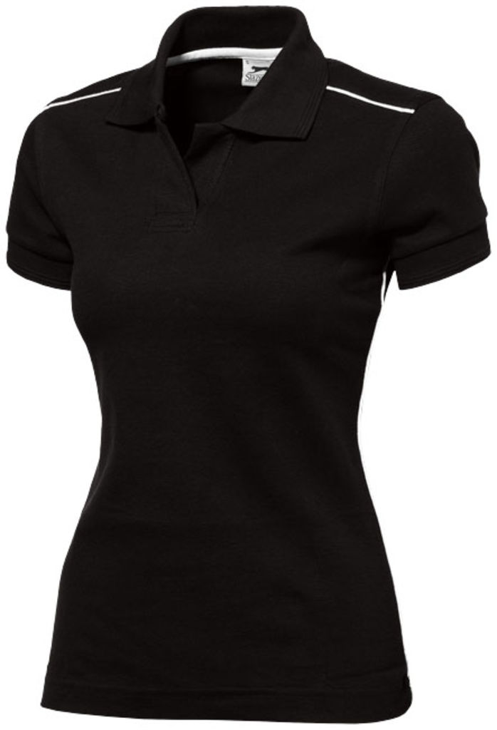 Жіноча сорочка поло з короткими рукавами Backhand, колір суцільний чорний  розмір S