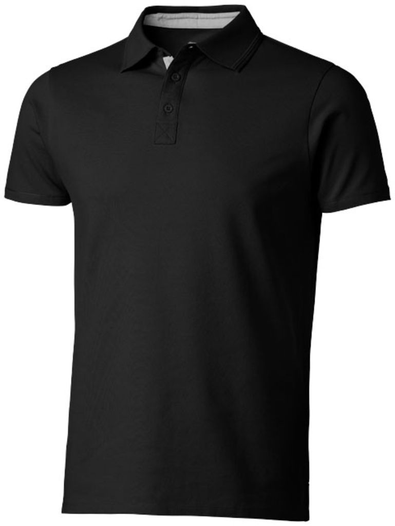 Сорочка поло з короткими рукавами Hacker, колір суцільний чорний  розмір S