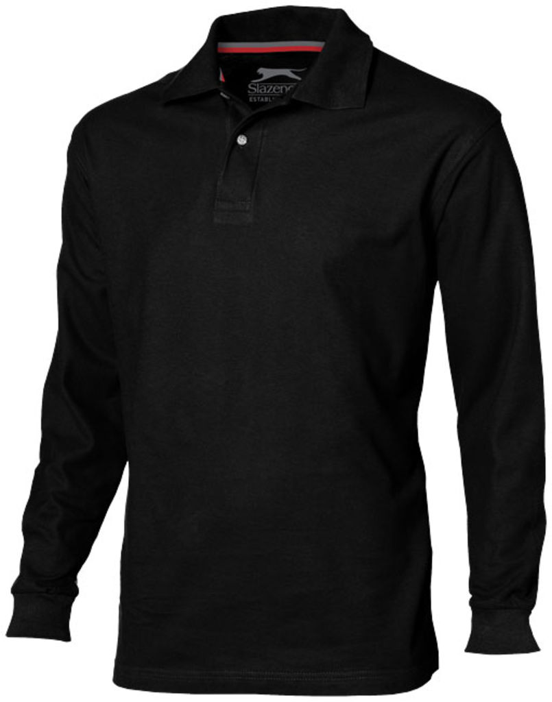 Рубашка поло с длинными рукавами Point, цвет сплошной черный  размер S