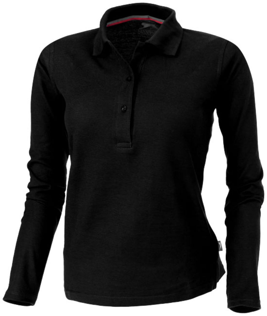 Жіноча сорочка поло з довгими рукавами Point, колір суцільний чорний  розмір S