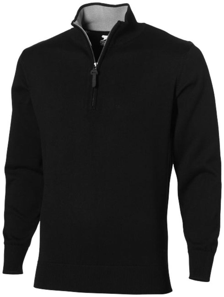 Пуловер Set із застібкою на чверть довжини, колір суцільний чорний  розмір S