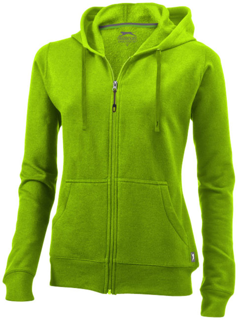 Женский свитер Open с капюшоном и застежкой-молнией на всю длину, цвет зеленое яблоко  размер S