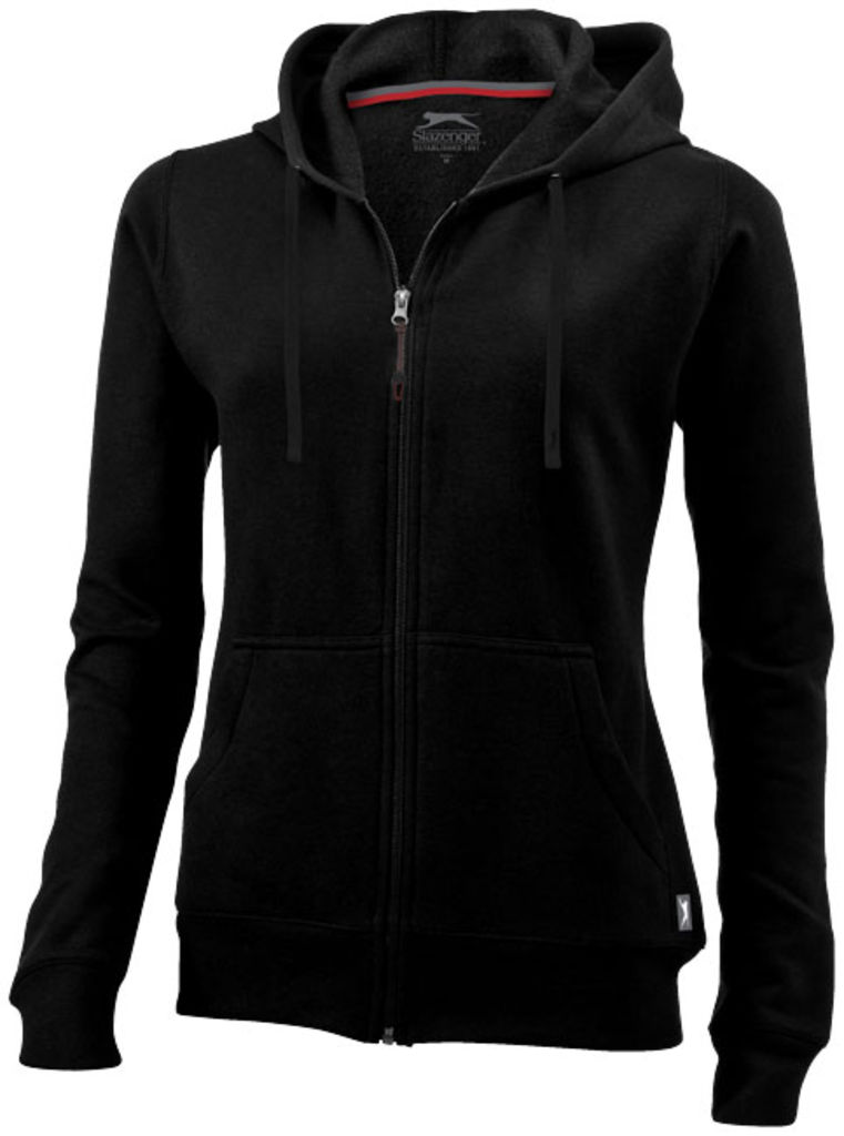 Женский свитер Open с капюшоном и застежкой-молнией на всю длину, цвет сплошной черный  размер S