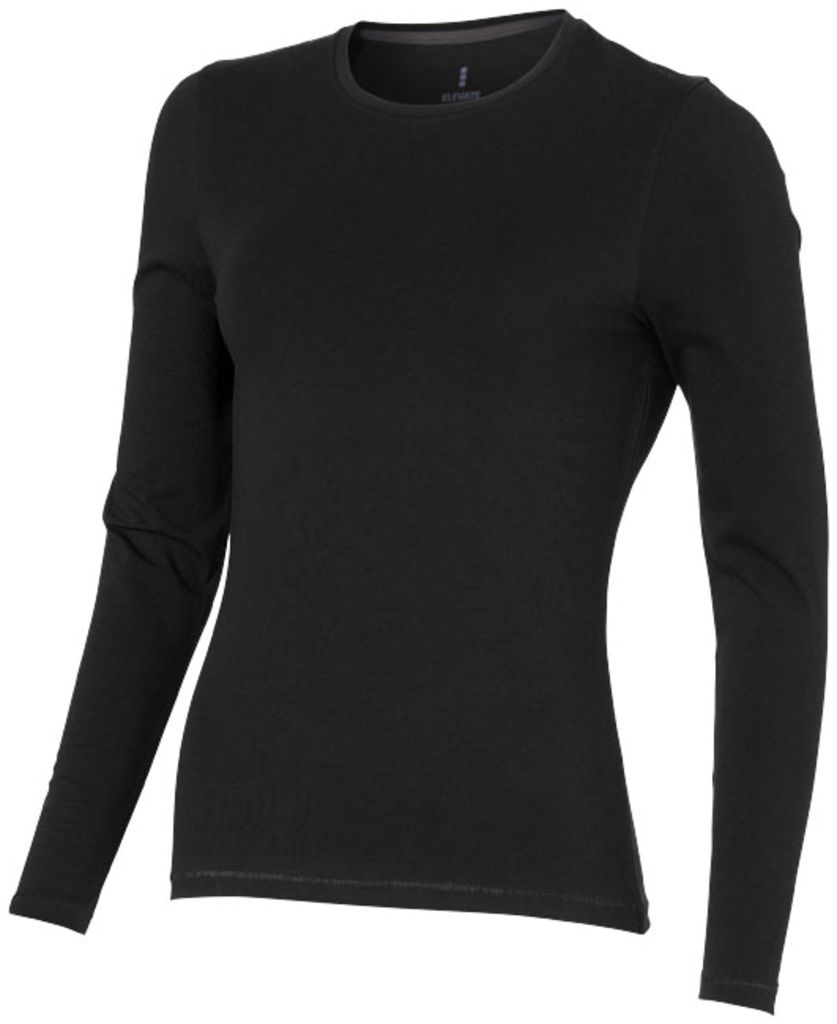 Жіноча футболка з довгими рукавами Ponoka, колір суцільний чорний  розмір XS