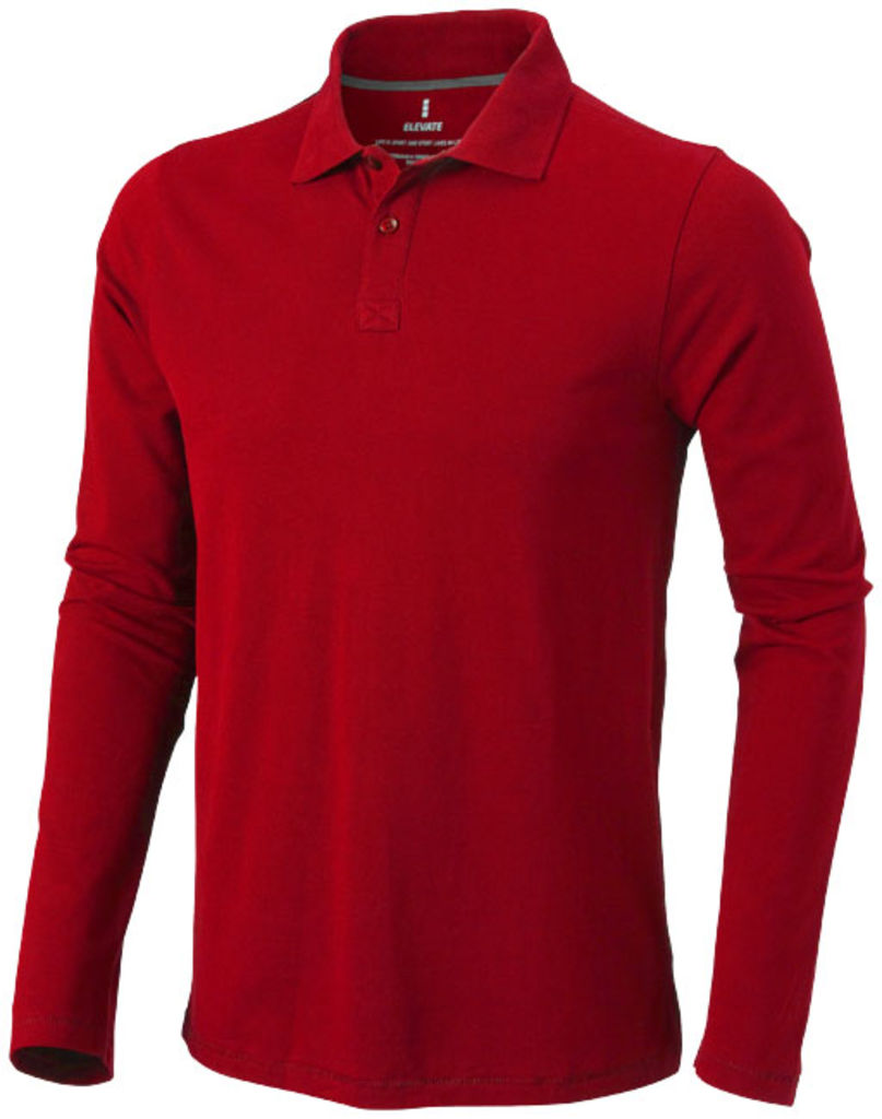Сорочка поло з довгими рукавами Oakville, колір червоний  розмір XS