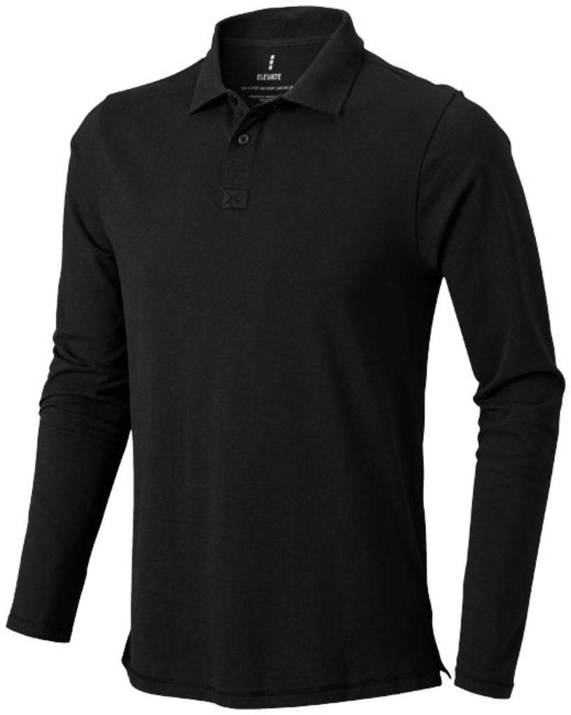 Сорочка поло з довгими рукавами Oakville, колір суцільний чорний  розмір XS