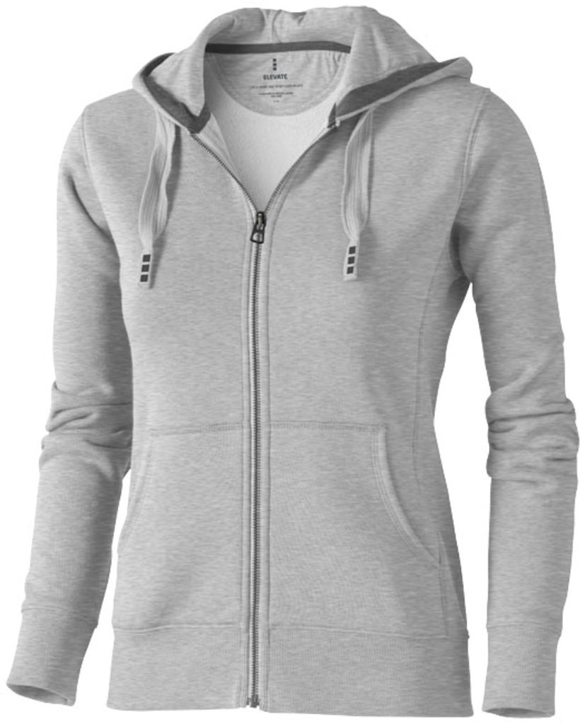 Жіночий светр Arora з капюшоном і застібкою-блискавкою на всю довжину, колір сірий меланж  розмір XS