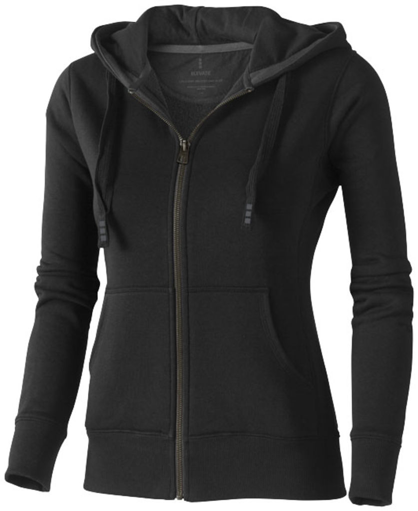 Женский свитер Arora с капюшоном и застежкой-молнией на всю длину, цвет сплошной черный  размер XS