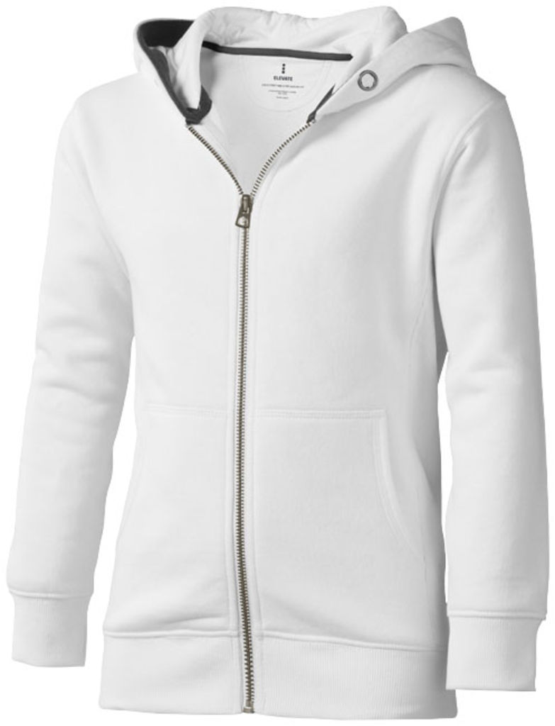 Дитячий светр Arora з капюшоном і застібкою-блискавкою на всю довжину, колір білий  розмір 116
