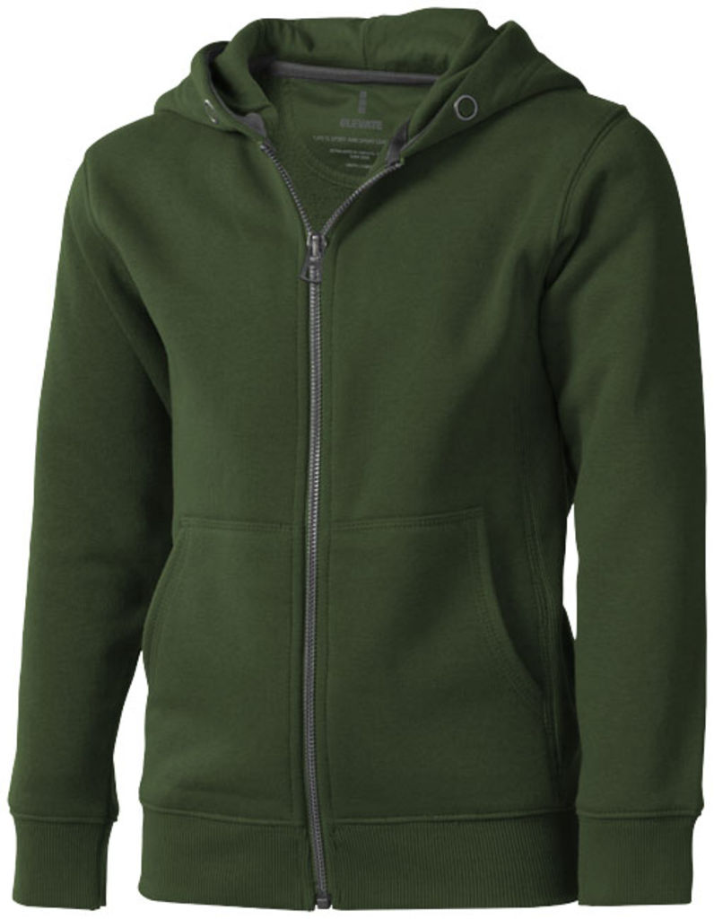 Дитячий светр Arora з капюшоном і застібкою-блискавкою на всю довжину, колір армійський зелений