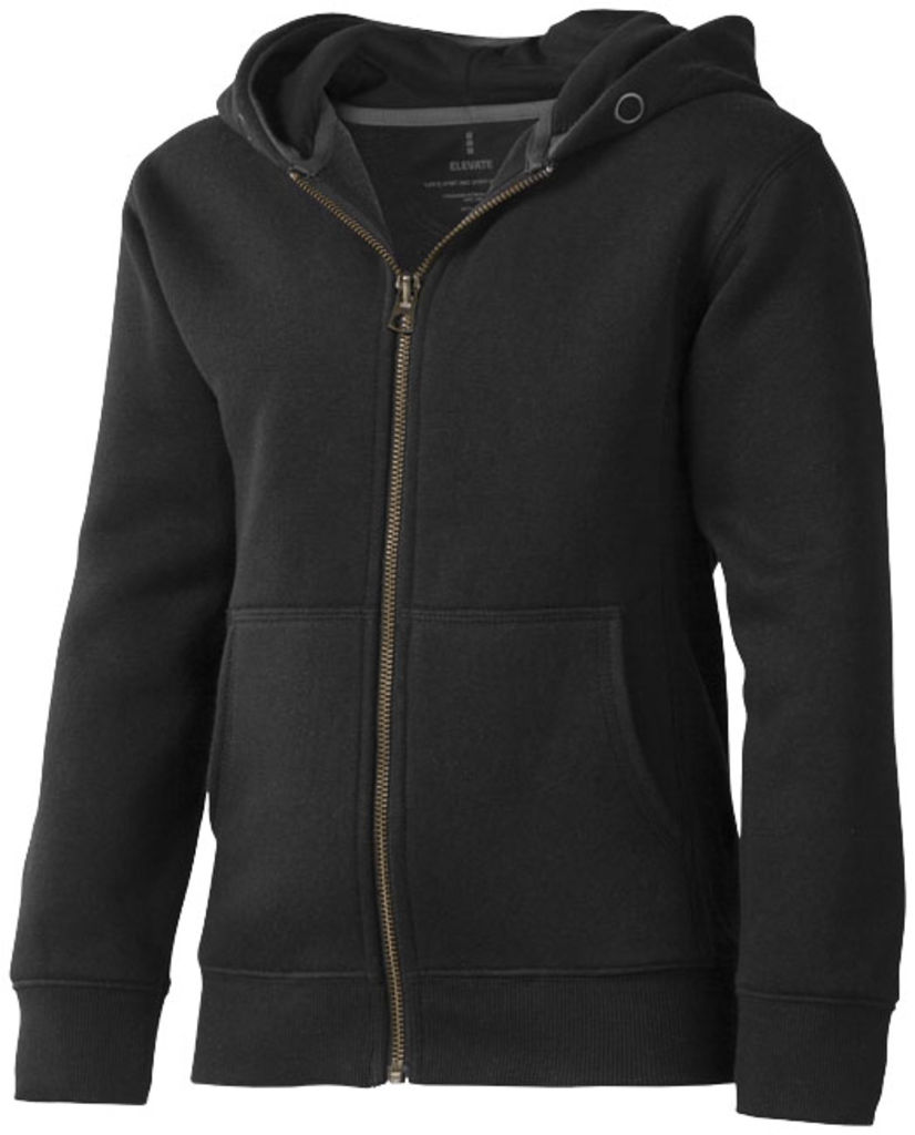 Дитячий светр Arora з капюшоном і застібкою-блискавкою на всю довжину, колір суцільний чорний  розмір 104