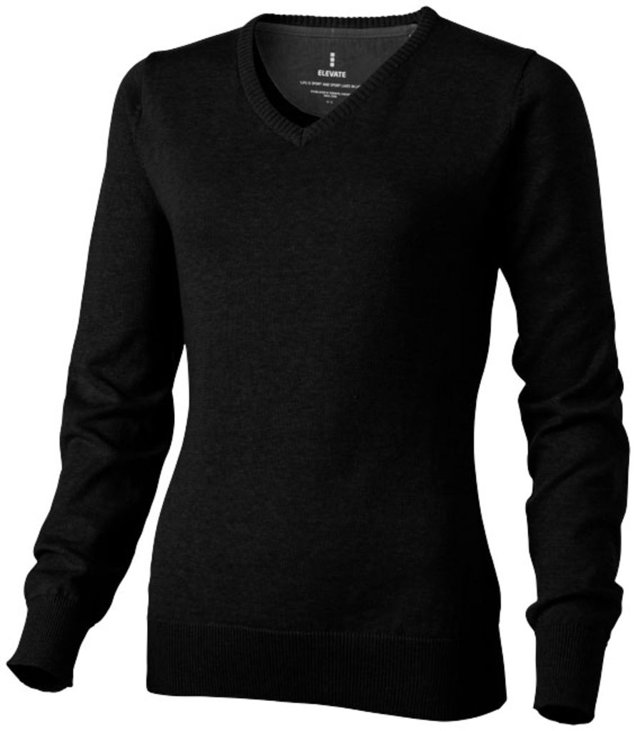 Жіночий пуловер Spruce з V-подібним вирізом, колір суцільний чорний  розмір XS