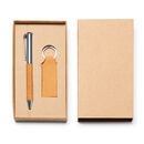 Комплект шариковой ручки и брелока из переработанной кожи Комплект шариковой ручки и брелока из переработанной кожи